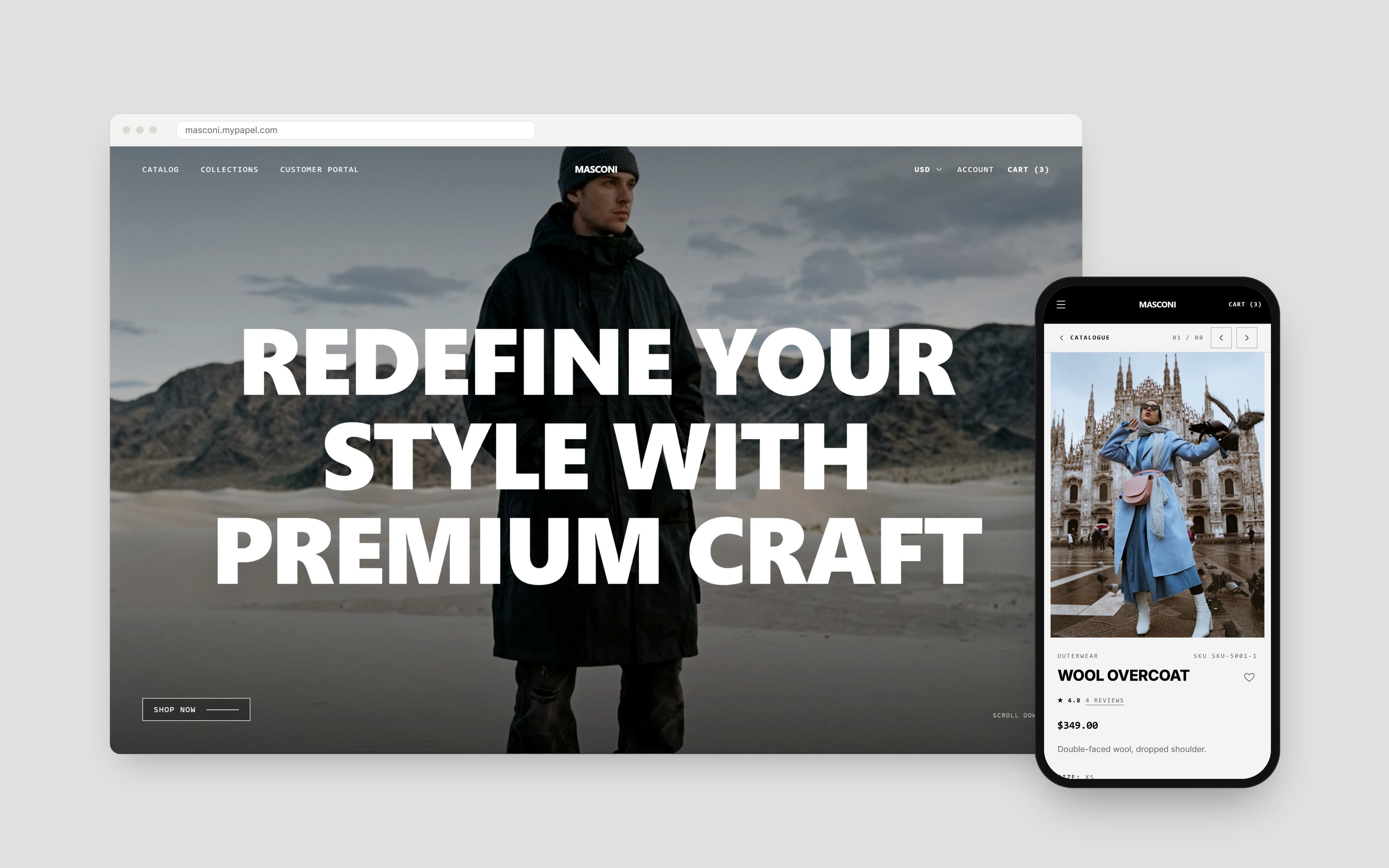 Masconi on desktop and mobile