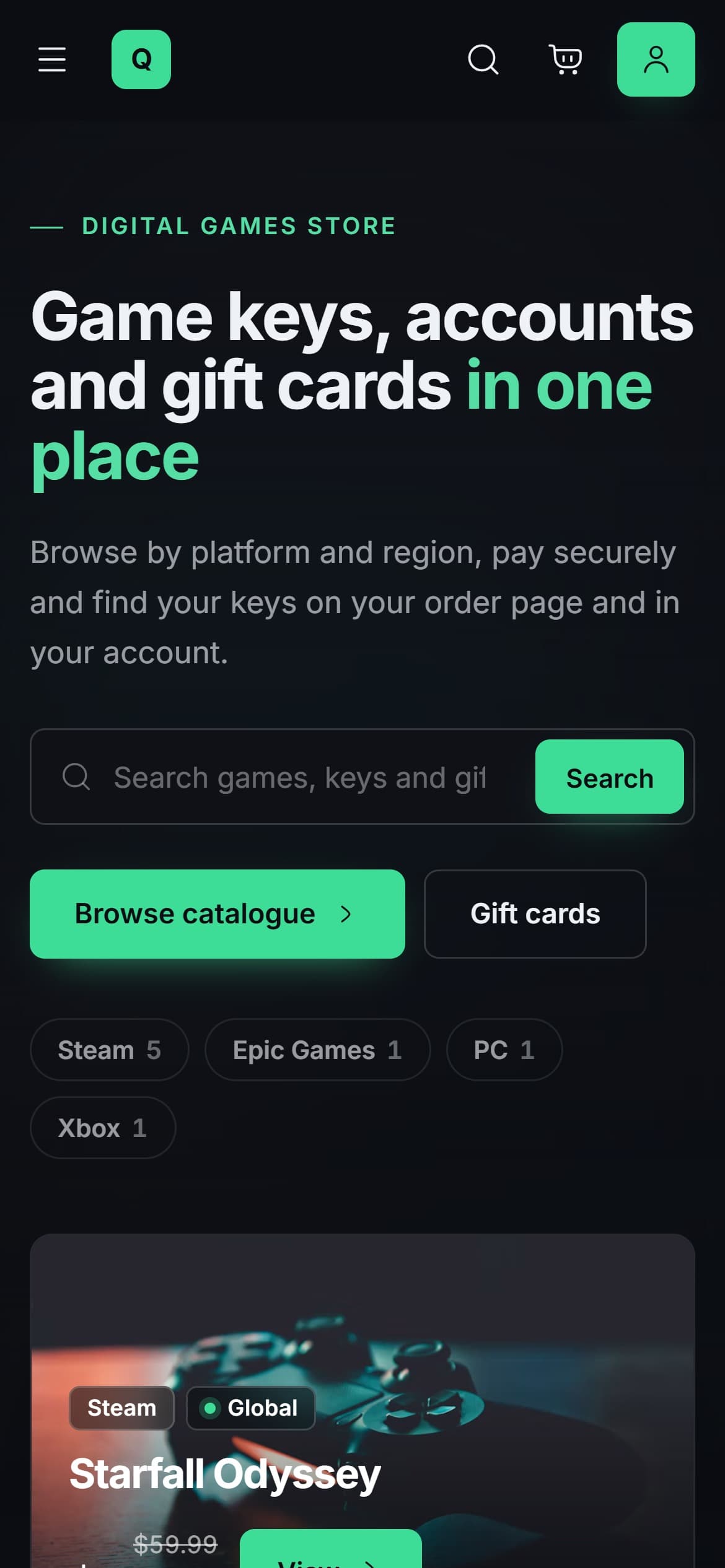 Keystone store theme, home page
