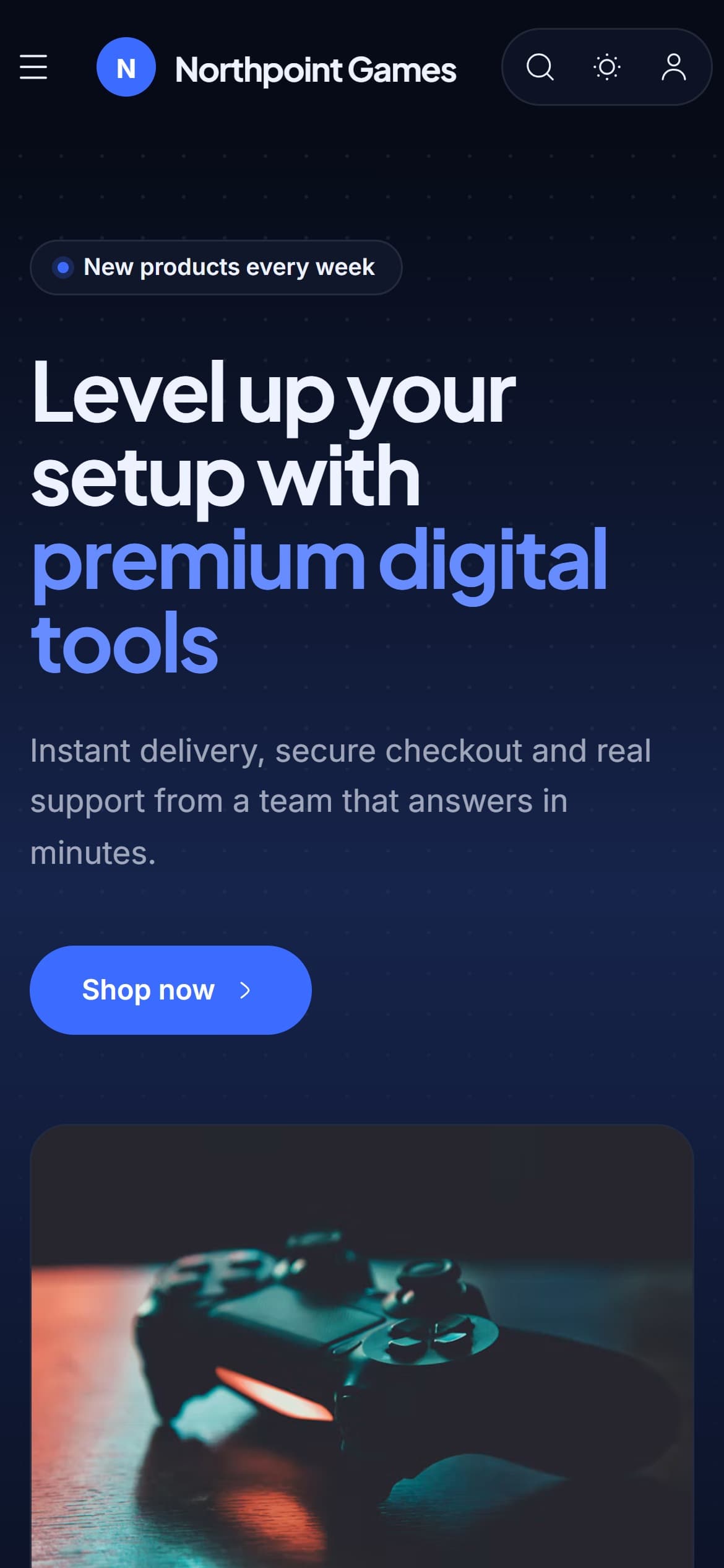 Vanguard store theme, home page