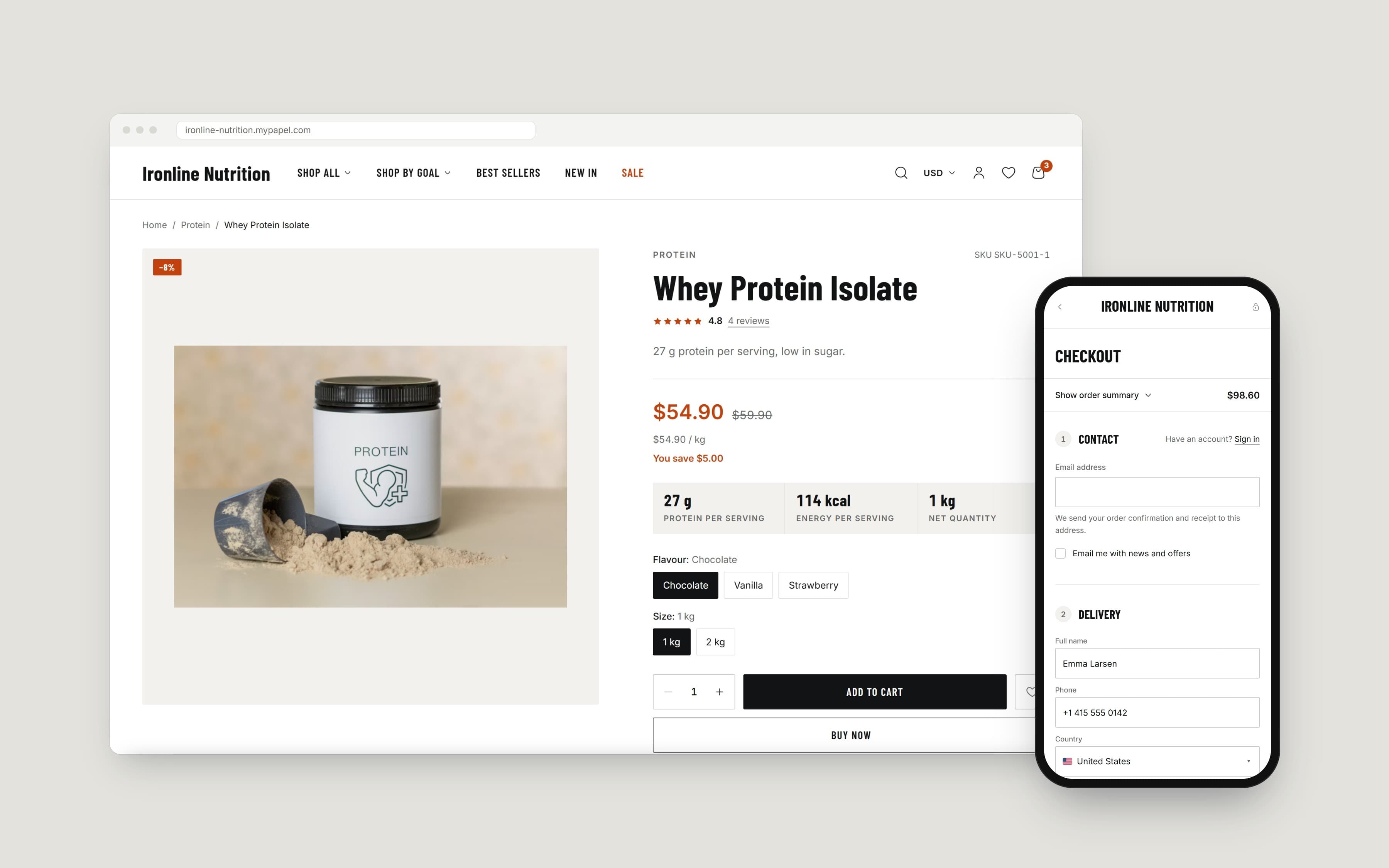 Brawn product page and checkout