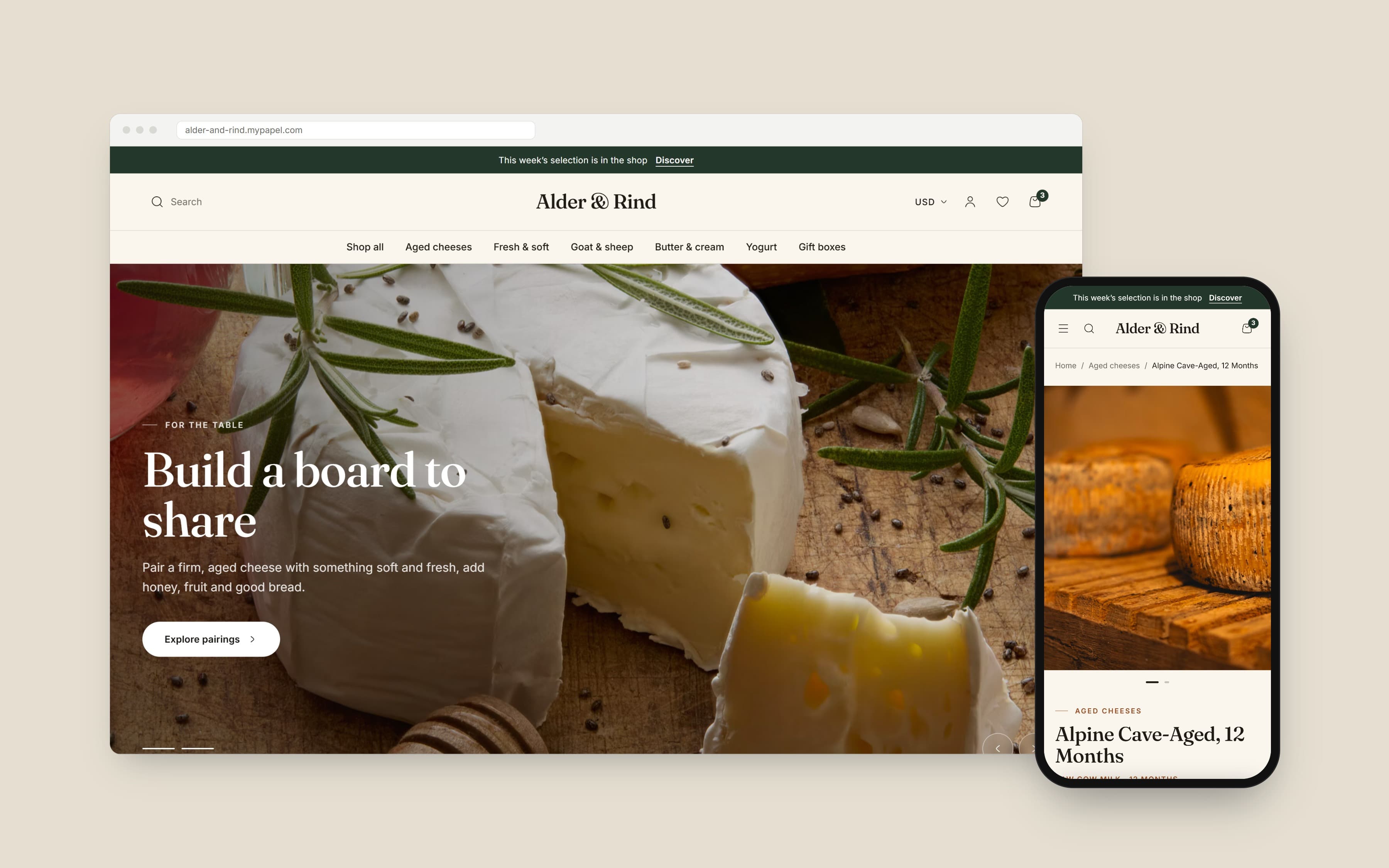Creamery on desktop and mobile