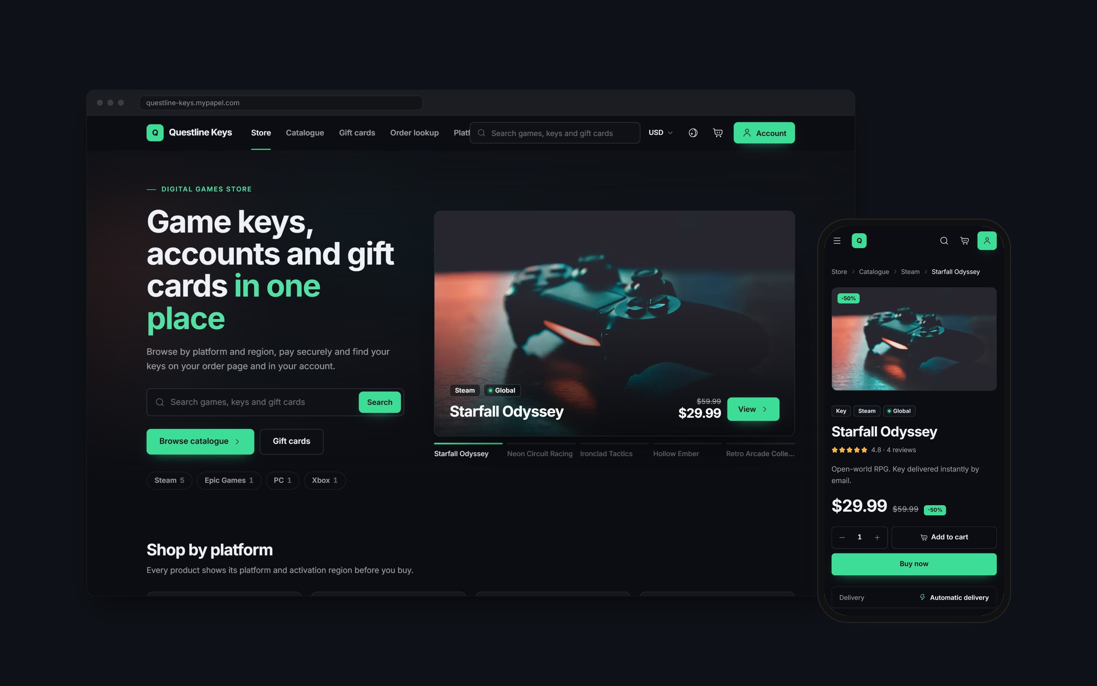 Keystone on desktop and mobile