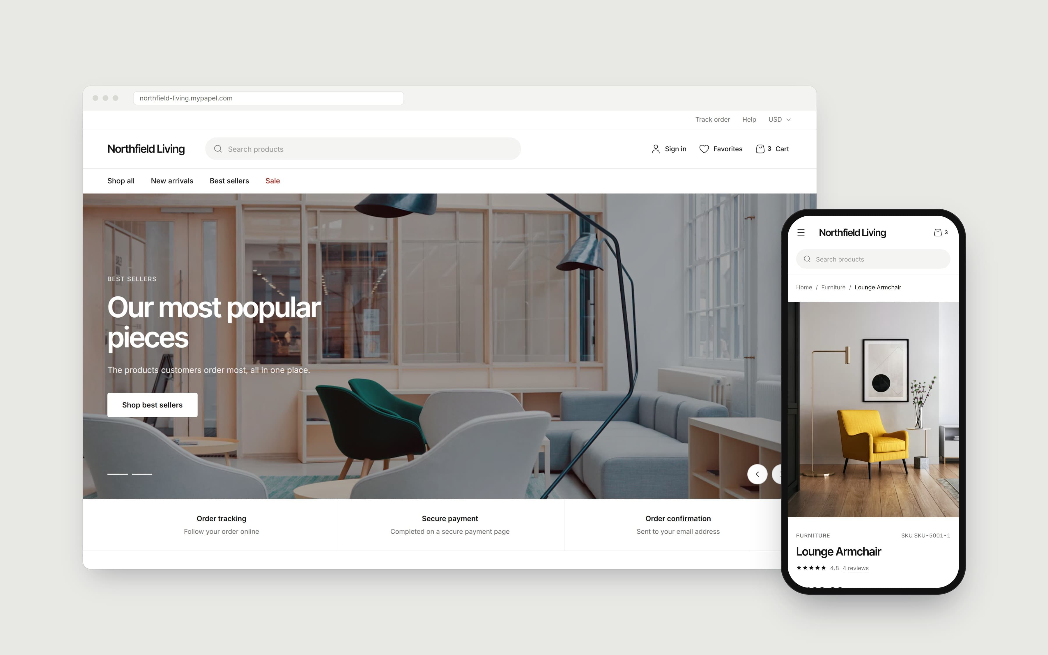 Meridian on desktop and mobile