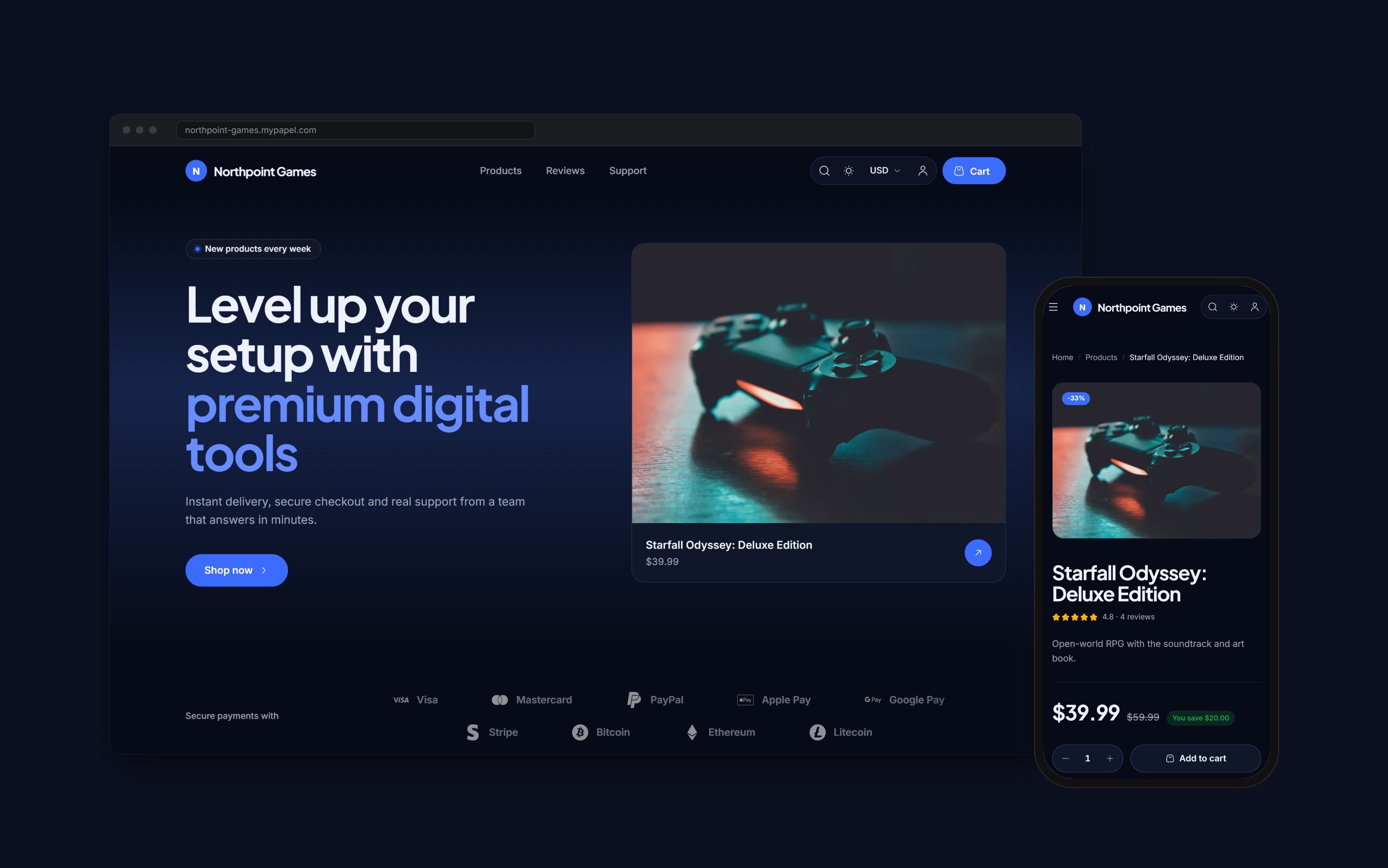 Vanguard on desktop and mobile