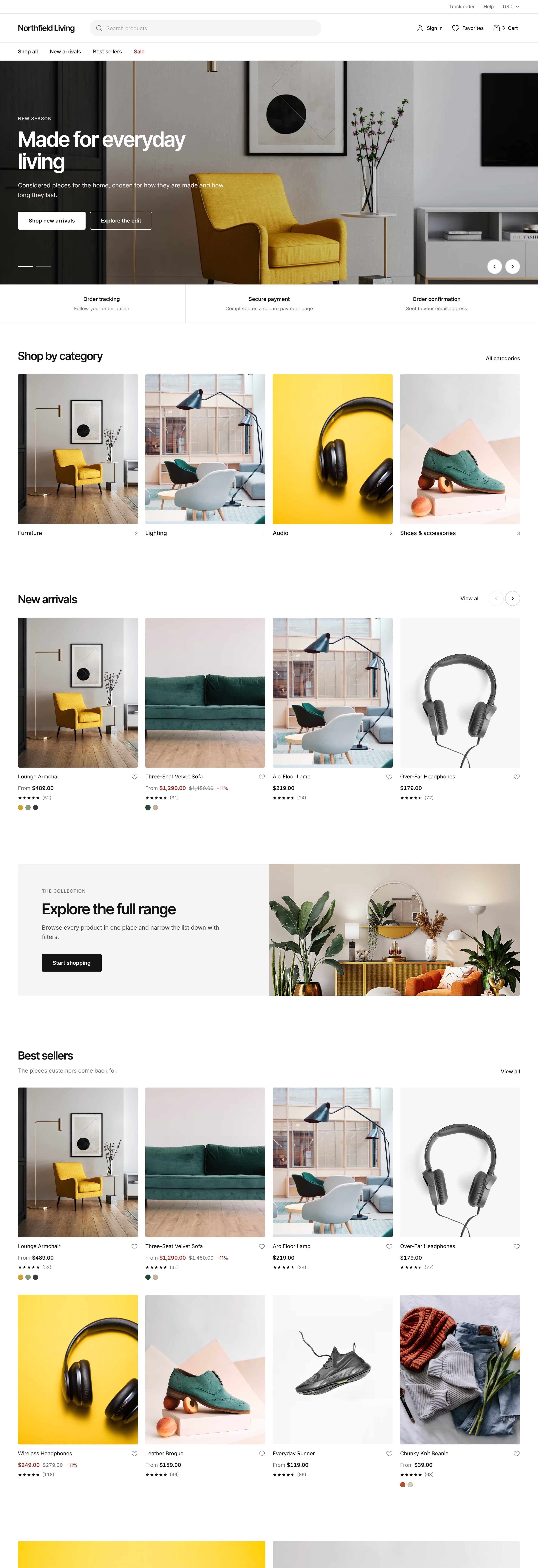 Meridian home page on desktop