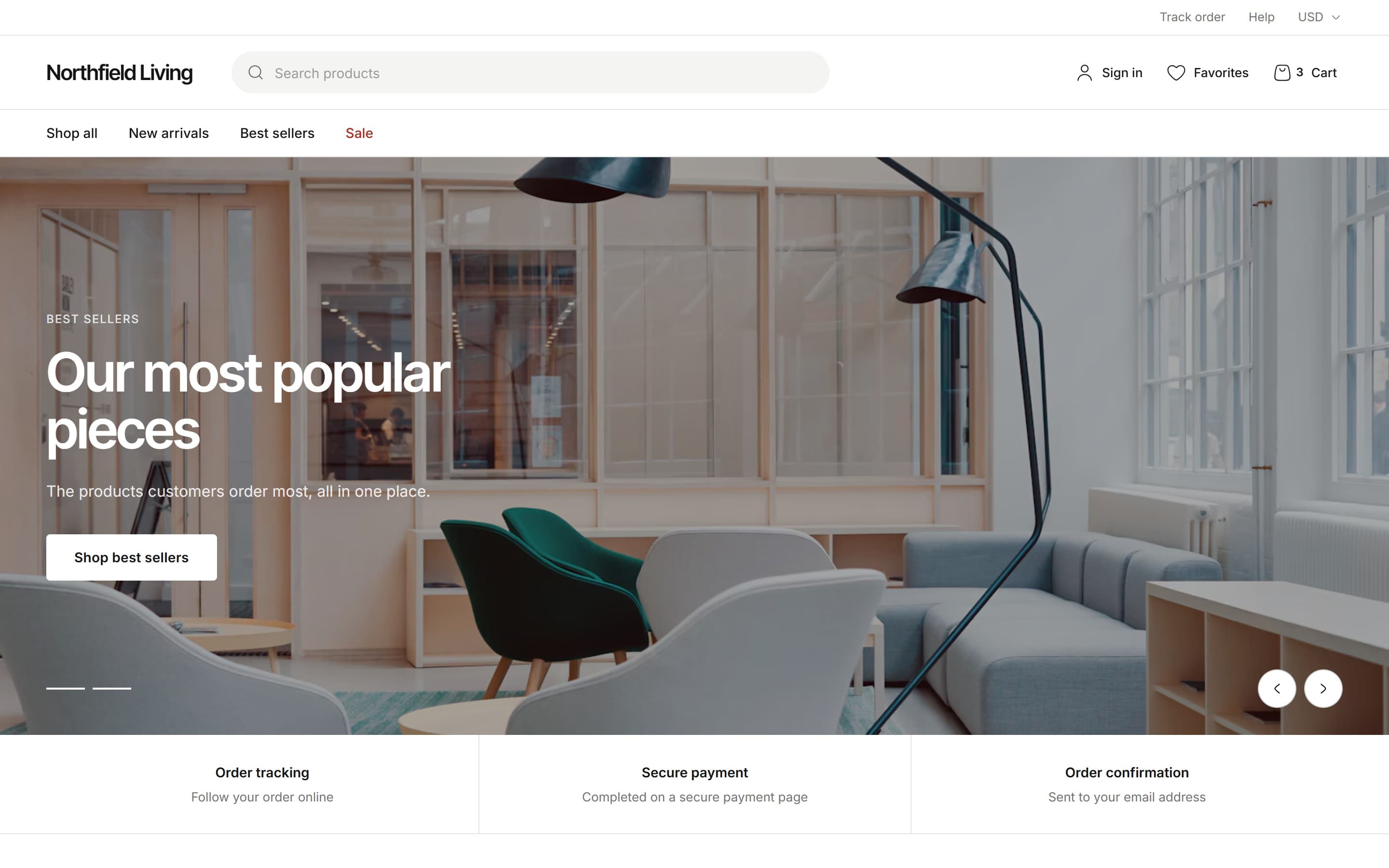 Meridian theme storefront