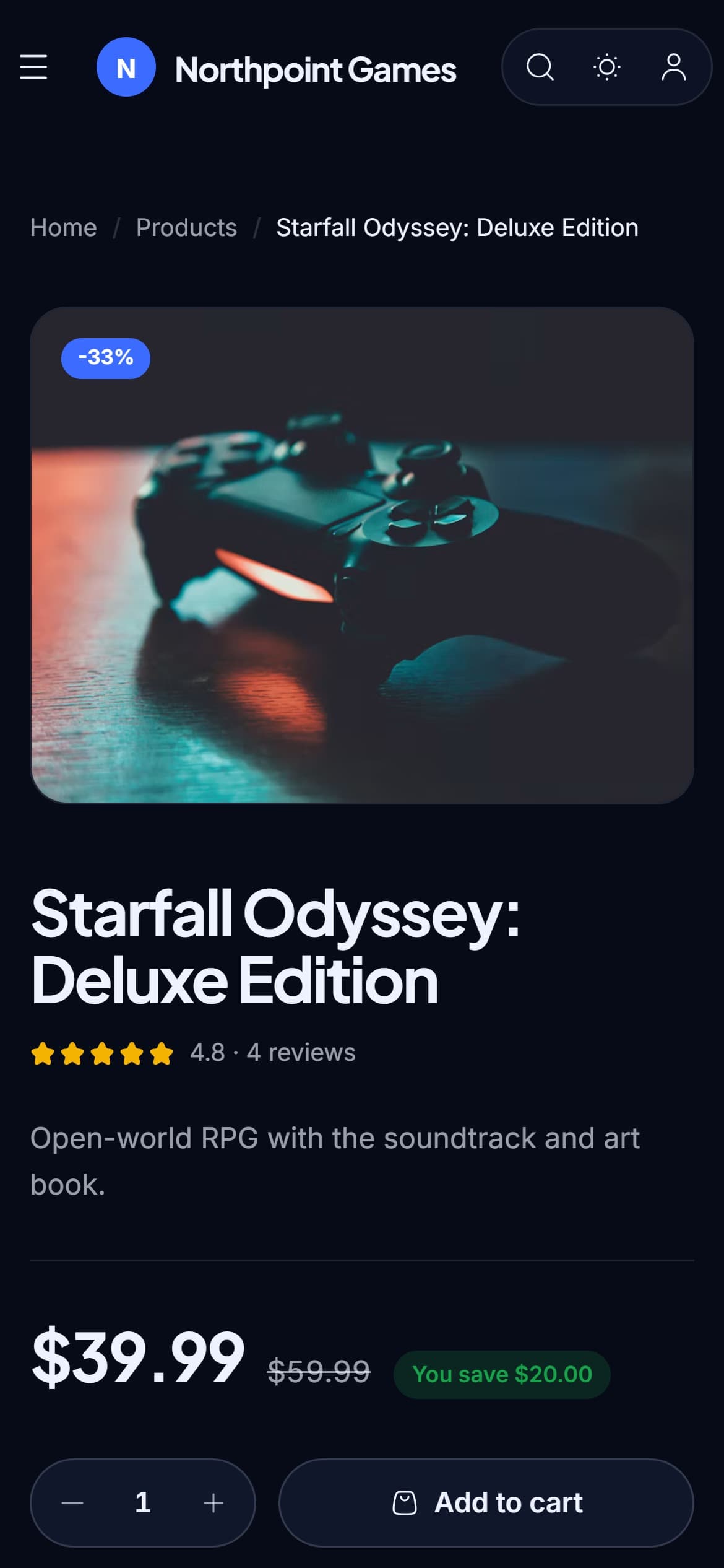 Vanguard product page on a phone