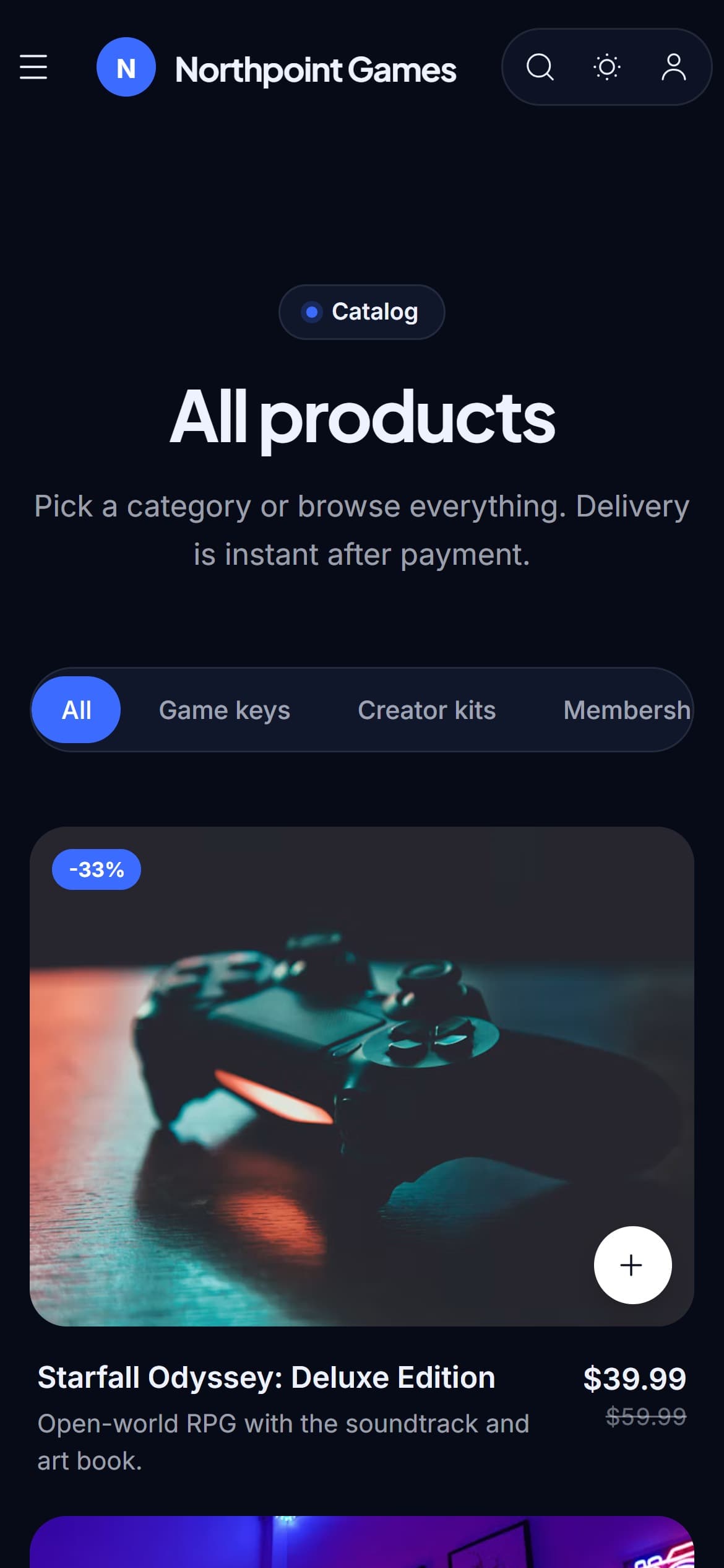 Vanguard catalogue page on a phone
